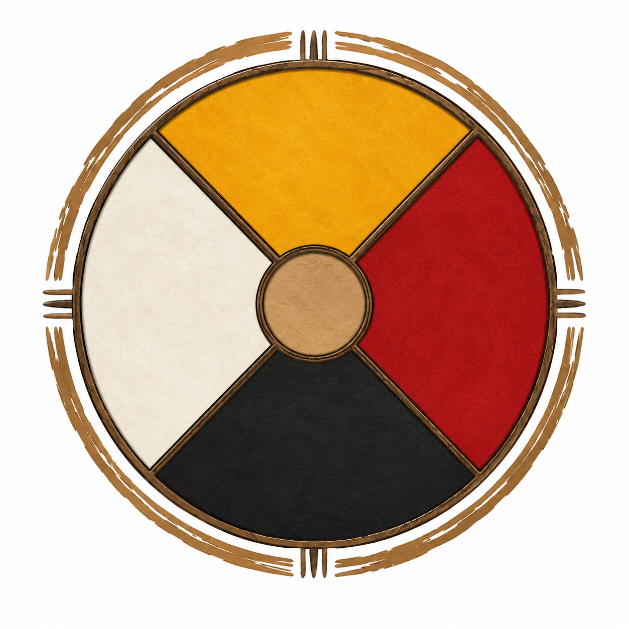Medicine Wheel illustration representing the guiding values discussed in this section.